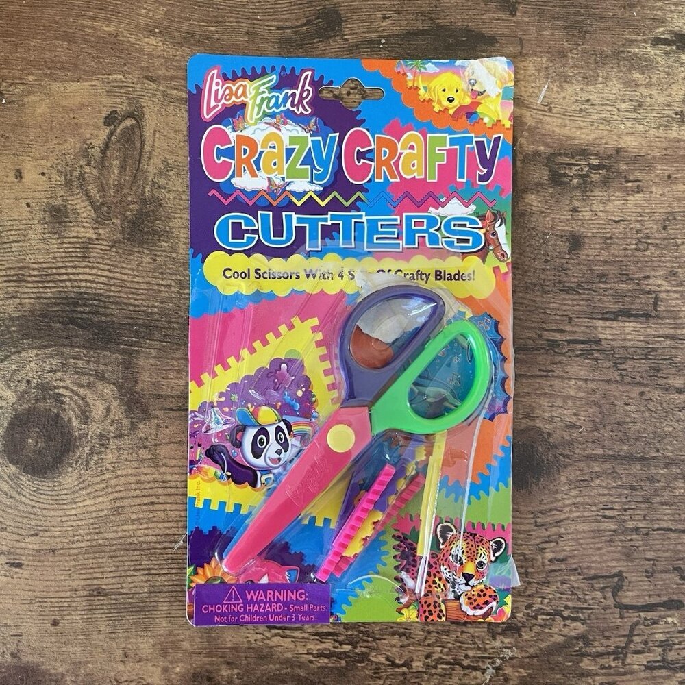 Vintage 90s Lisa Frank Crazy Crafty Cutters Scissors with 4 Blades Scrapbooking
